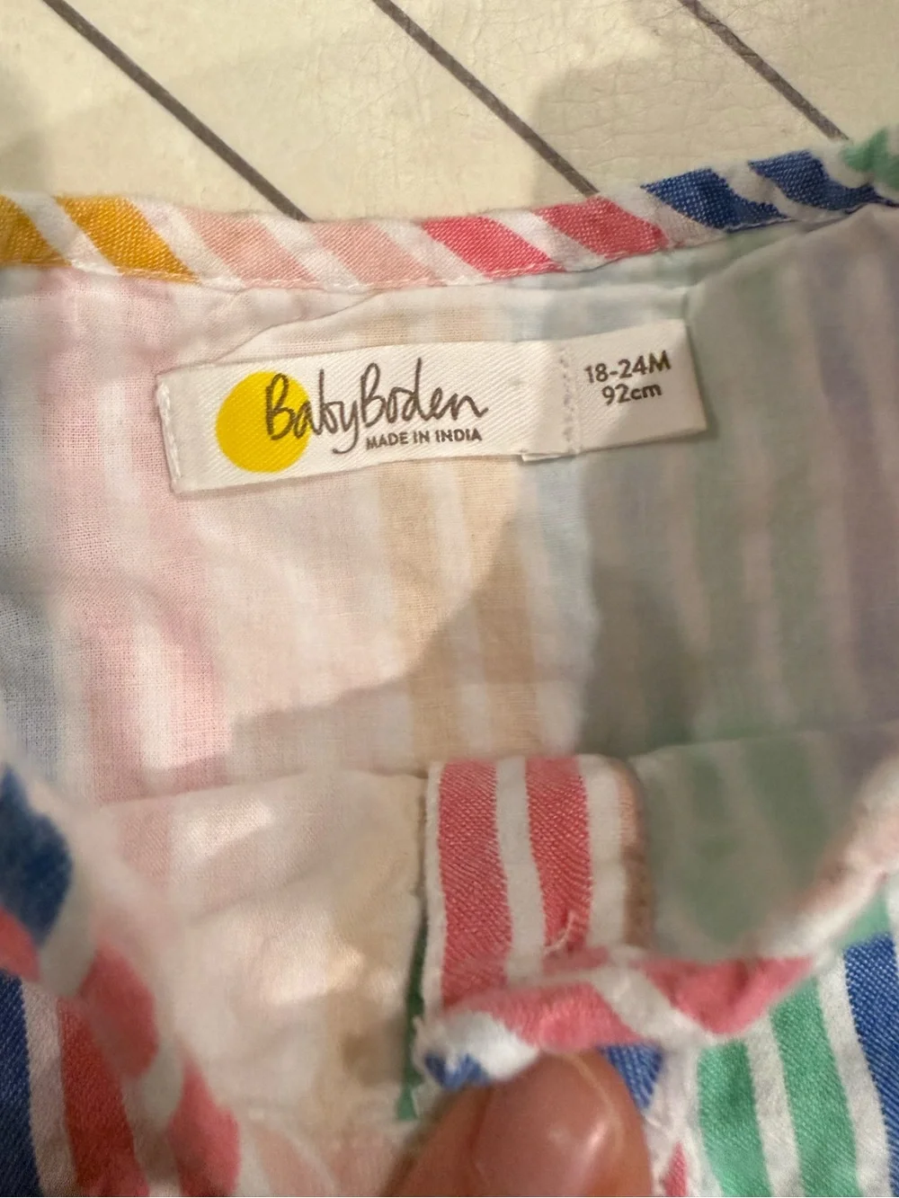 Baby Boden Seersucker Multicolor Stripe Bubble Romper